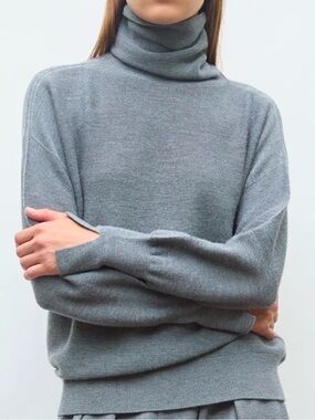 Molli Stand-Up Collar Sweater, Light Gray